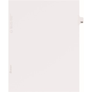 Avery Individual Side Tab Legal Exhibit Dividers - 1 x Tab Printed Exhibit 180 - 8.5" x 11" - 25 / Pack - White Divider