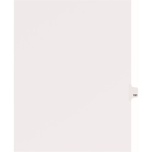 Avery Individual Side Tab Legal Exhibit Dividers - 1 x Tab Printed Exhibit 191 - 8.5" x 11" - 25 / Pack - White Divider
