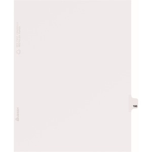 Avery Individual Side Tab Legal Exhibit Dividers - 1 x Tab Printed Exhibit 193 - 8.5" x 11" - 25 / Pack - White Divider