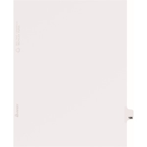Avery Individual Side Tab Legal Exhibit Dividers - 1 x Tab Printed Exhibit 196 - 8.5" x 11" - 25 / Pack - White Divider