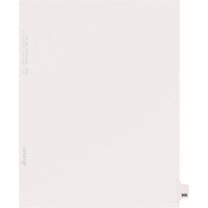 Avery Individual Side Tab Legal Exhibit Dividers - 1 x Tab Printed Exhibit 200 - 8.5" x 11" - 25 / Pack - White Divider