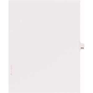 Avery Individual Side Tab Legal Exhibit Dividers - 1 x Tab Printed Exhibit 213 - 8.5" x 11" - 25 / Pack - White Divider