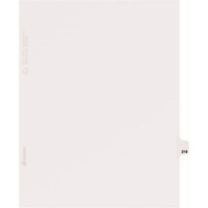 Avery Individual Side Tab Legal Exhibit Dividers - 1 x Divider Printed Exhibit 219 - 8.5" x 11" - 25 / Pack - White Divider