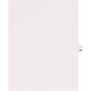 Avery Individual Side Tab Legal Exhibit Dividers - 1 x Tab Printed Exhibit 239 - 8.5" x 11" - 25 / Pack - White Divider