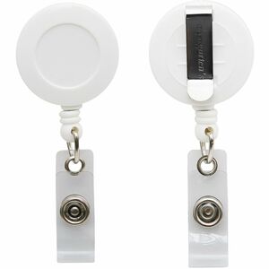 Baumgartens Card Reel with Belt Clip - Plastic - White