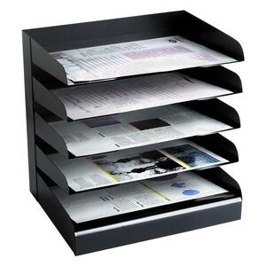 Buddy Classic Horizontal Desk Tray - 12" x 12" x 9.5" - 5 Compartment(s) - 5 Tier(s) - Steel - Black