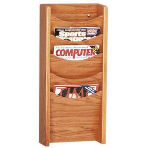 Buddy 5 Pockets Literature Display Rack - 24" x 11" x 3.75" - 5 Pocket(s) - Wood - Medium Oak