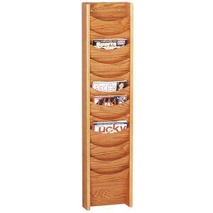 Buddy 12 Pockets Literature Display Rack - 48" x 11" x 3.75" - 12 Pocket(s) - Wood - Medium Oak