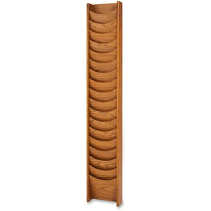 Buddy 18 Pockets Literature Rack - 66" x 11" x 3.75" - 18 Pocket(s) - Medium Oak