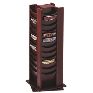 Buddy 48 Pockets Wood Rotating Literature Rack - 49.5" x 16.75" x 16.75" - 48 Pocket(s) - Wood - Mahogany