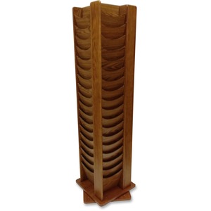 Buddy Rotating Display Rack - 68" x 16.75" x 6.75" - 72 Pocket(s) - Wood, Steel - Medium Oak