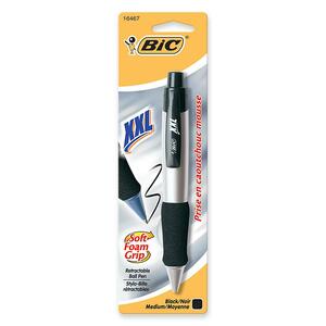 BIC XXL Retractable Ballpoint Pen - Black Ink - Silver Barrel - 1 Each