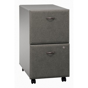 Bush Series A Pedestal - 15.51" Width x 20.28" Depth x 28" Height - 2 Drawer - Pewter - White Spectrum, Pewter