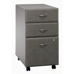 Bush Series A Three Drawer Pedestal - 15.51" Width x 20.28" Depth x 28" Height - 3 Drawer - Pewter - White Spectrum, Pewter