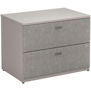 Bush Series A Lateral File - 36" Width x 23.35" Depth x 30" Height - Pewter - White Spectrum, Pewter