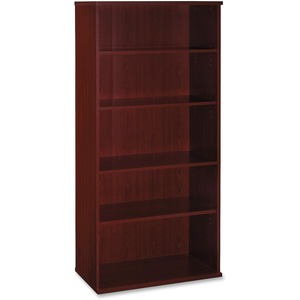 Bush Series C Open Double Bookcase - 35.59" Width x 15.35" Depth x 73" Height - Wood - Mahogany