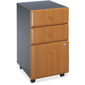 Bush Series A Three Drawer Pedestal - 15.51" Width x 20.28" Depth x 28" Height - 3 Drawer - Pressboard - Slate Gray Top