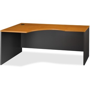 Bush Series C Left Corner Desk - 71" Width x 35.47" Depth x 30" Height - Pressboard - Natural Cherry Top, Graphite Gray Frame