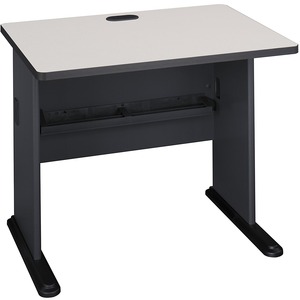 Bush Series A Workcenter Desk - 36" Width x 27" Depth x 30" Height - Pressboard - White Nebula Top, Slate Gray Frame