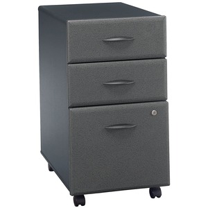 Bush Series A Three Drawer Pedestal - 15.51" Width x 20.28" Depth x 28" Height - 3 Drawer - Pressboard - Slate Gray Top