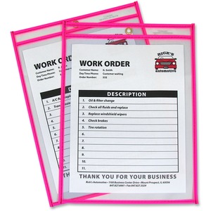C-line Neon Colored Stitched Shop Ticket Holder - 9" x 12" - 1 Each - Pink