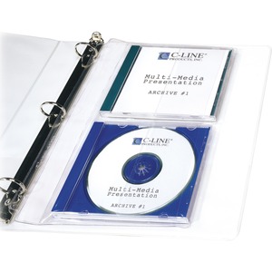 C-line CD Jewel Case Holder - For Ring Binder - 2 CD/DVD Capacity - Vinyl - 10 / Pack - Clear