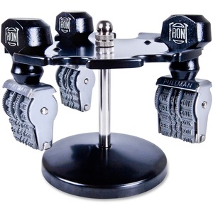 COSCO Revolving Caster Stamp Rack - Metal - Black, Silver