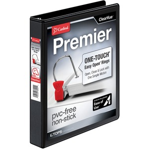 Cardinal ClearVue EasyOpen D-Ring Binder - Letter - 8.5" x 11" - 275 Sheet x 1" Capacity - 1 Each - Black