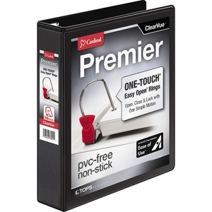 Cardinal ClearVue EasyOpen D-Ring Binder - Letter - 8.5" x 11" - 1.5" Capacity - 1 Each - Black