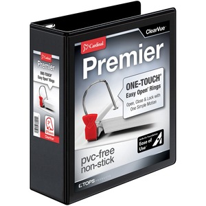 Cardinal ClearVue EasyOpen D-Ring Binder - Letter - 8.5" x 11" - 3" Capacity - 1 Each - Black