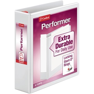 Cardinal ClearVue XtraValue Locking D-Ring Binder - Letter - 8.5" x 11" - 2" Capacity - 1 Each - White