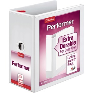 Cardinal ClearVue XtraValue Locking D-Ring Binder - Letter - 8.5" x 11" - 5" Capacity - 1 Each - White