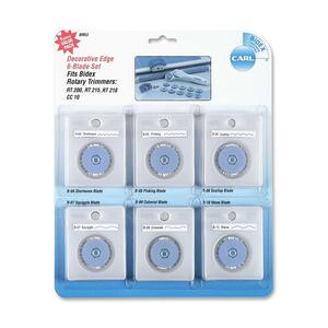 CARL Decorative-edge Replacement Blade - 1.1" - Shortwave Style, Scallop Style, Pinking Style, Squiggle Style, Colonial Style, Wave Style - Steel - 1 Set - Silver