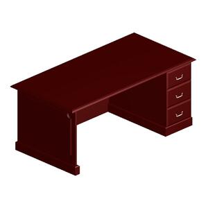 DMi Governor Pedestal Corner Credenza - 72" Width x 36" Depth x 30" Height - Single Pedestal on Right Side - Pressboard - Mahogany