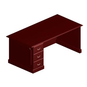 DMi Governor Single Pedestal Corner Credenza - 72" Width x 36" Depth x 30" Height - Single Pedestal on Left Side - Pressboard - Mahogany