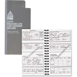 Dome Publishing Auto Mileage and Expense Record Book - 160 Sheet(s) - Wire Bound - 1 Part - 6.63" x 3.5" Sheet Size - White - 1Each