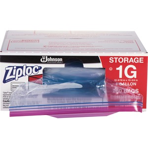 JohnsonDiversey Ziploc Storage Bag - Food Bag - 1 gal10.5" x 11" - 1.75mil Thickness - 250 / Box - Clear