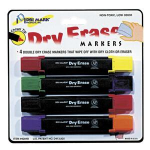 Dri Mark Double Ended Dry-Erase Markers - Chisel Marker Point Style - Assorted Ink - 1 Set