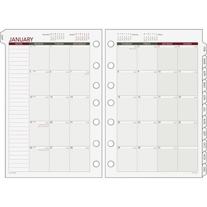 Day Runner Express Tab Month-In-View Dated Calendar Refill - Monthly - 8.5" x 11" - January till December - 1 Month Per 2 Page(s)