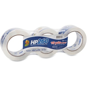 Duck HP260 High Performance Sealing Tape - 2" Width x 60yd Length - 3" Core - 3 / Pack - Clear