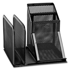 Rolodex Expressions Mesh Desk Organizer - 4 Compartment(s) - Steel - Black