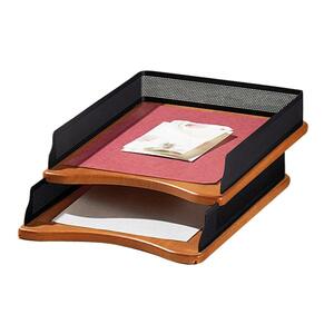 Rolodex Distinctions Legal Letter Tray - 2.55" x 10.66" x 16" - 1 Tier(s) - Steel, Wood - Black, Cherry