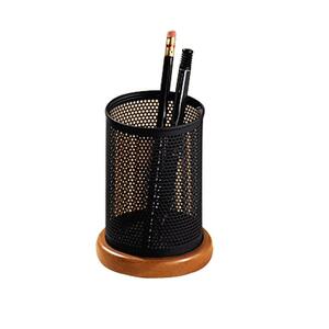 Rolodex Distinctions Jumbo Pencil Holder - Metal, Wood - Black, Cherry