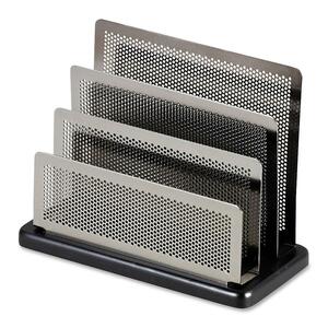 Rolodex Distinctions Wood & Metal Mini Sorter - 5.75" x 7.5" x 3.5" - 3 Compartment(s) - Wood, Steel - Black