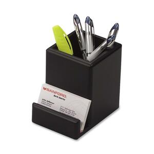 Rolodex Wood Tones Pencil & Business Card Holder - Wood - Black