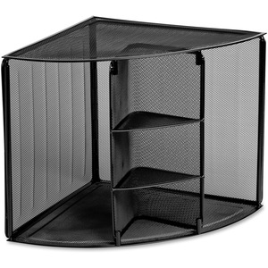 Rolodex Expressions Mesh Corner Shelf - 13" x 20" x 14" - Steel - Black