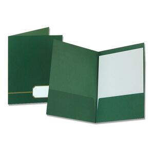 Esselte Oxford Monogram Embossed Executive Portfolio - Letter - 8.5" x 11", 9" x 11.87" - 0.5" Capacity - 4 / Pack - Green, Gold
