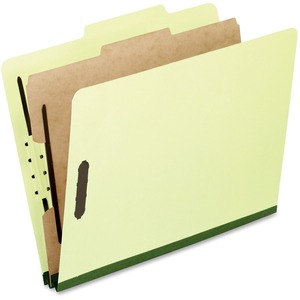 Esselte Pendaflex Pressboard Classification Folder - Letter - 8.5" x 11" - 2/5 Tab Cut - 1 Divider - 1 Fastener - 10 / Box - 25pt. - Gray, Green