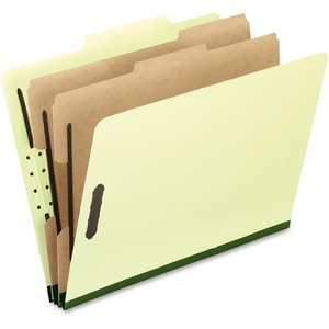 Esselte Pendaflex Pressboard Classification Folder - Letter - 8.5" x 11" - 2/5 Tab Cut - 2 Divider - 2 Fastener - 2" Capacity - 10 / Box - 25pt. - Gray, Green