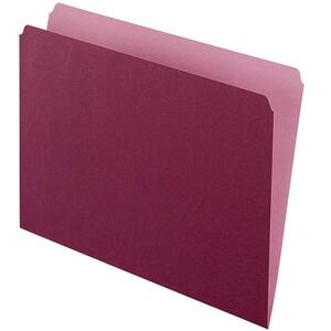 Esselte Pendaflex Two-Tone Color File Folder - Letter - 8.5" x 11" - Straight Tab Cut - 100 / Box - 11pt. - Burgundy